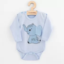 New Baby Kojenecké body s dlouhým rukávem Happy Elephant blue