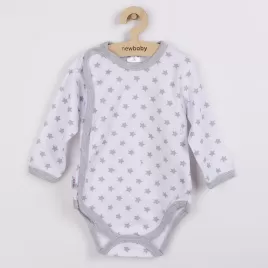 New Baby Kojenecké celorozepínací body Classic II šedé s hvězdičkami