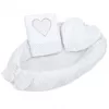 New Baby Luxusní hnízdečko s polštářkem a peřinkou z Minky Srdíčko bílé