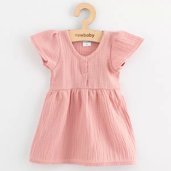 New Baby Kojenecké mušelínové šaty pink