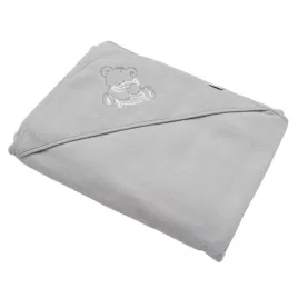 New Baby Dětská froté osuška s výšivkou a kapucí 100x100 šedá medvěd