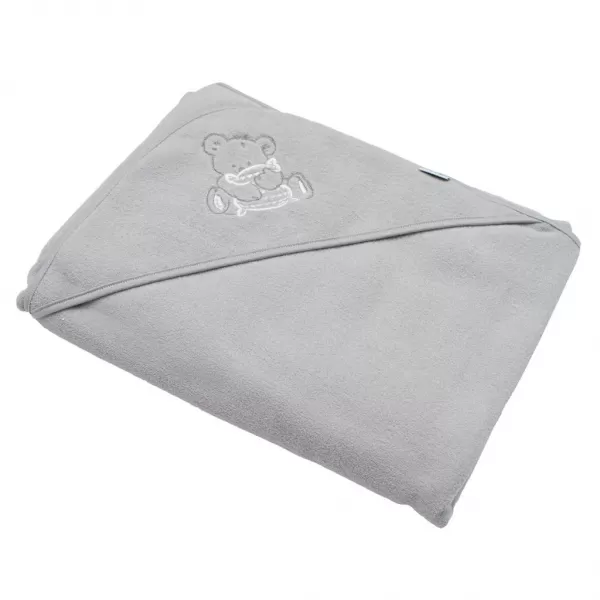 New Baby Dětská froté osuška s výšivkou a kapucí 100x100 šedá medvěd