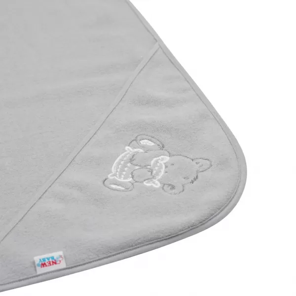 New Baby Dětská froté osuška s výšivkou a kapucí 80x80 šedá medvěd