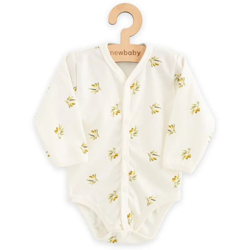 New Baby Kojenecké celorozepínací body s dlouhým rukávem z organické bavlny Olivy