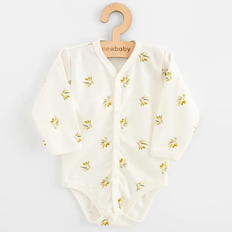 New Baby Kojenecké celorozepínací body s dlouhým rukávem z organické bavlny Olivy