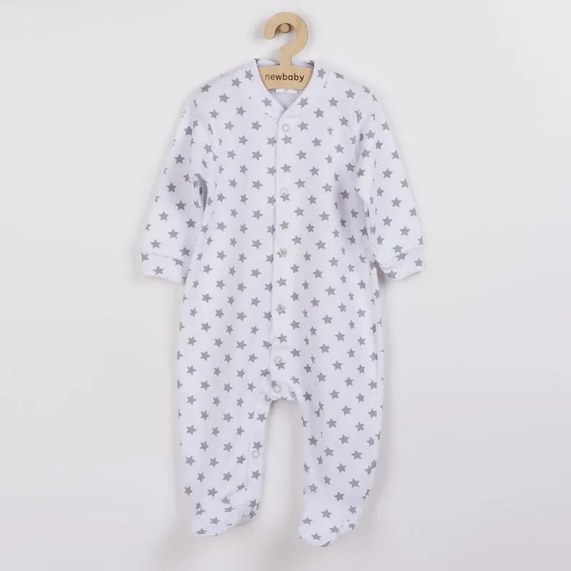 New Baby Kojenecký overal Classic II šedý s hvězdičkami