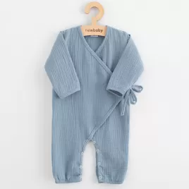 New Baby Kojenecký mušelínový overal blue