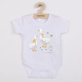 New Baby Dětské body s potiskem Husičky - krátký rukáv