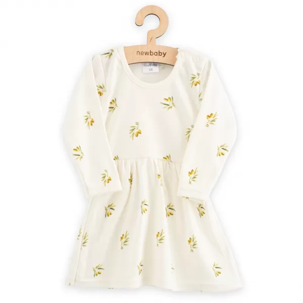 New Baby Kojenecké šaty z organické bavlny s dlouhým rukávem Olivy