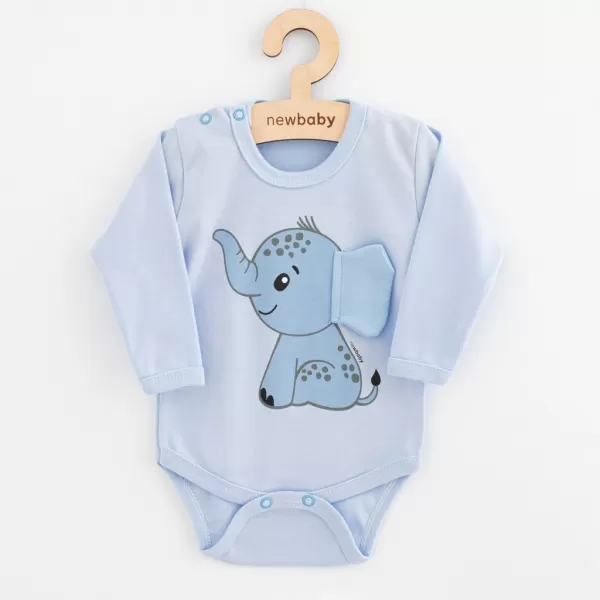 New Baby Kojenecké body s dlouhým rukávem Happy Elephant blue