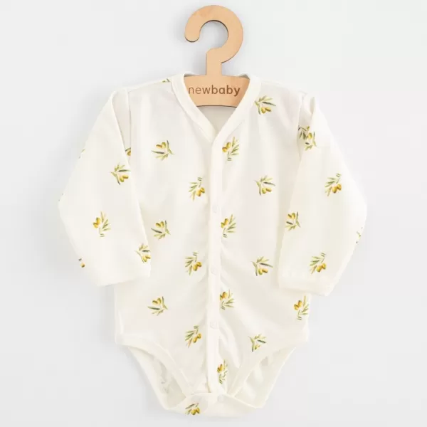 New Baby Kojenecké celorozepínací body s dlouhým rukávem z organické bavlny Olivy