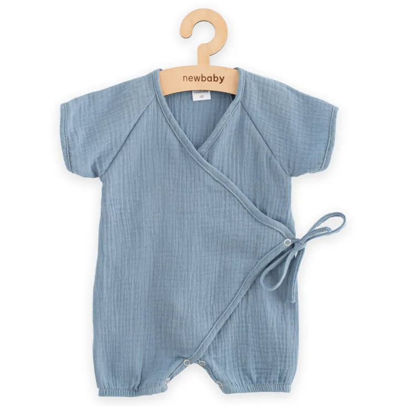 New Baby Kojenecký letní mušelínový overal blue