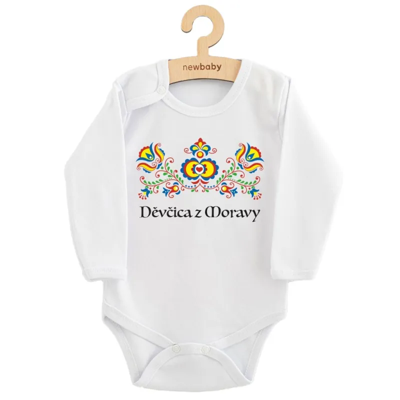 New Baby Dětské body s potiskem Lidový vzor Děvčica z Moravy
