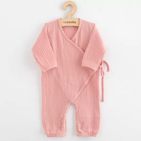 New Baby Kojenecký mušelínový overal pink