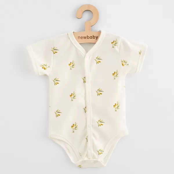 New Baby Kojenecké celorozepínací body s krátkým rukávem z organické bavlny Olivy