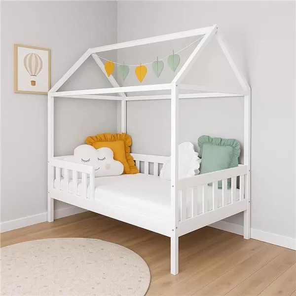 New Baby Dětská postel domeček se zábradlím a roštem CASTELLO 160x80 cm