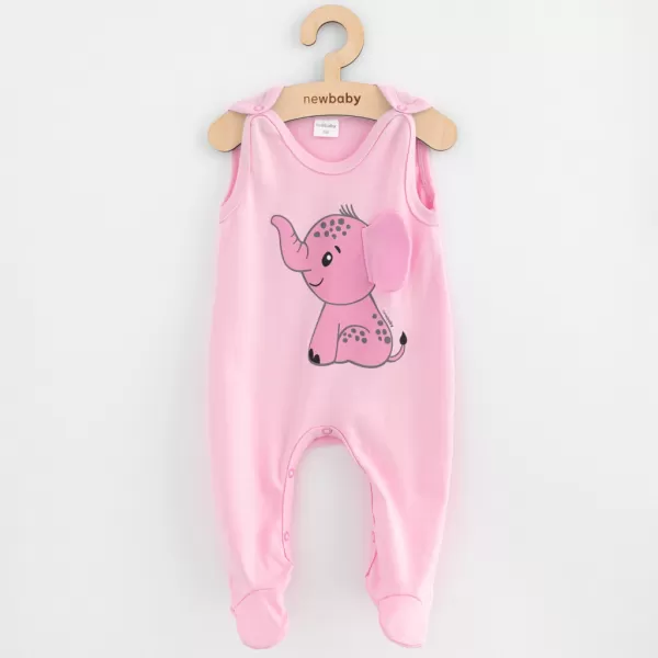 New Baby Kojenecké bavlněné dupačky Happy Elephant pink