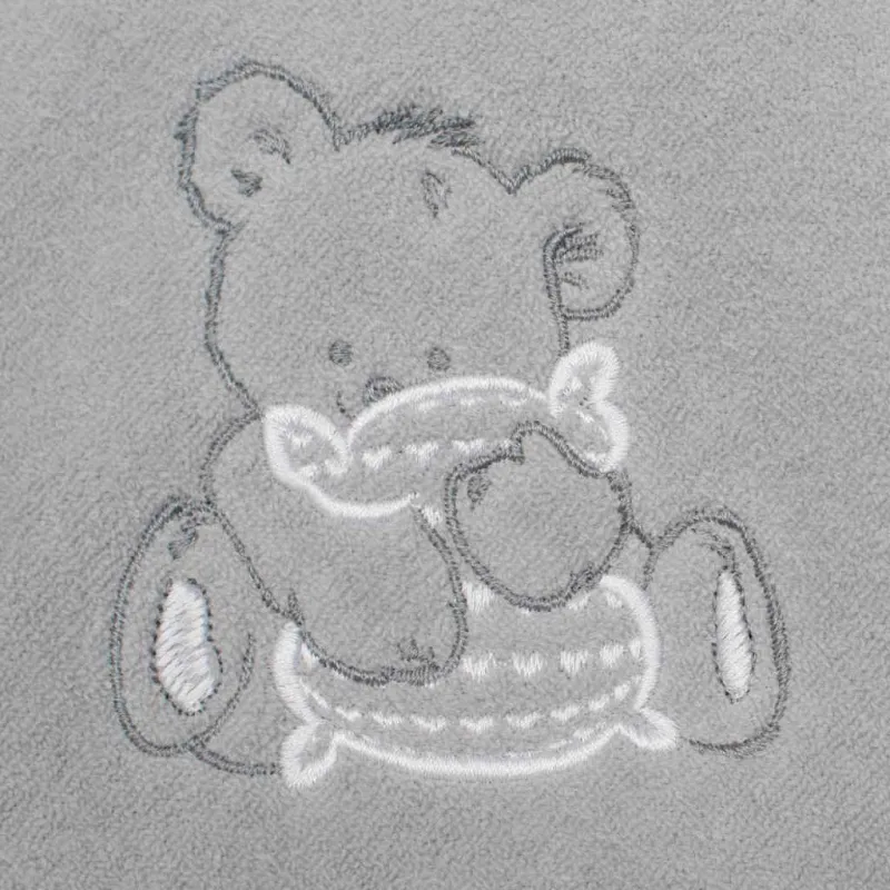 New Baby Dětská froté osuška s výšivkou a kapucí 100x100 šedá medvěd