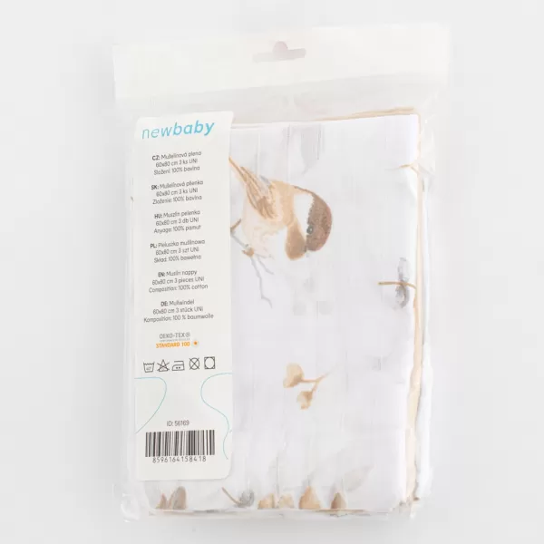 New Baby Mušelínová plena 60x80 cm 3 ks UNI