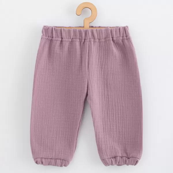 New Baby Kojenecká mušelínová souprava tričko a kalhoty lavender