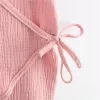New Baby Kojenecký mušelínový overal pink