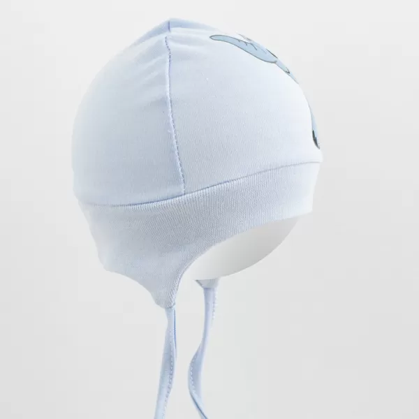 New Baby Bavlněná kojenecká čepička Happy Elephant blue