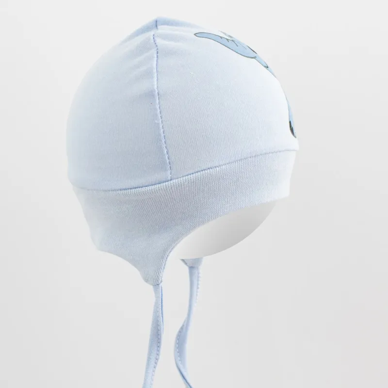 New Baby Bavlněná kojenecká čepička Happy Elephant blue
