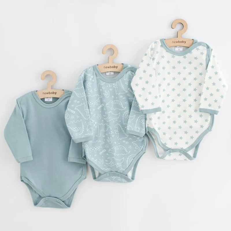 New Baby Kojenecké celorozepínací body Classic II Uni 3ks mátové