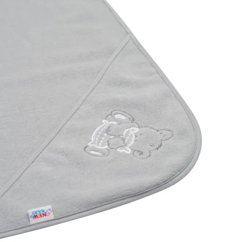 New Baby Dětská froté osuška s výšivkou a kapucí 100x100 šedá medvěd