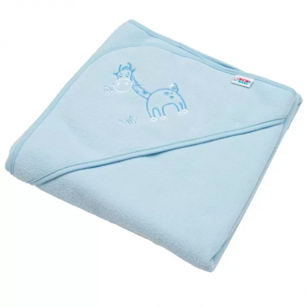 New Baby Dětská froté osuška s výšivkou a kapucí 80x80 modrá žirafka