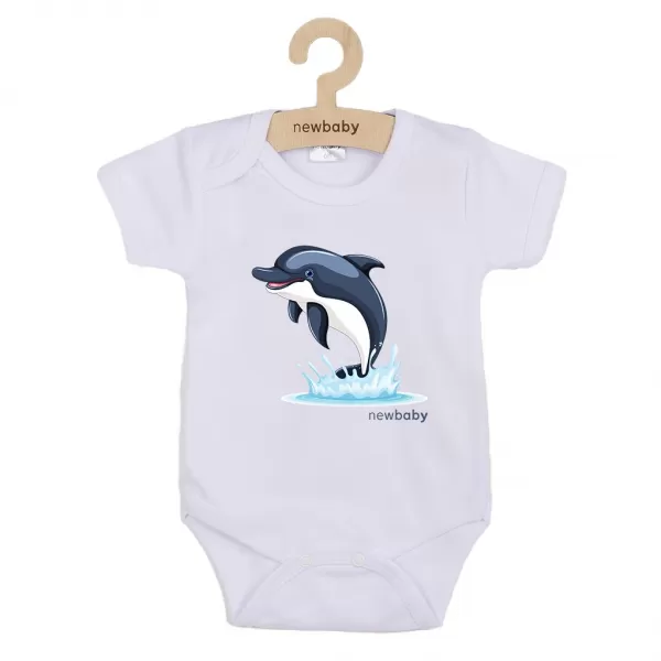 New Baby Dětské body s potiskem Dolphin- krátký rukáv