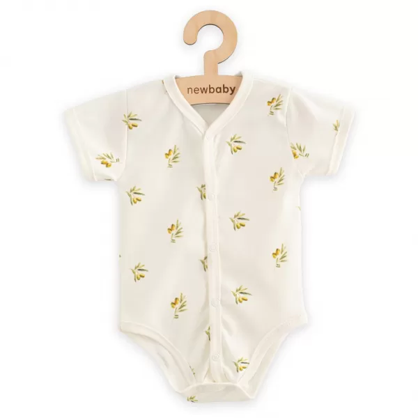 New Baby Kojenecké celorozepínací body s krátkým rukávem z organické bavlny Olivy