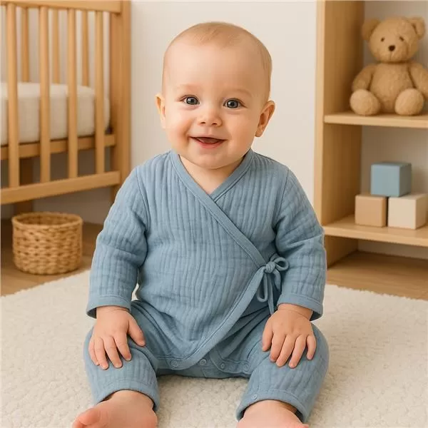 New Baby Kojenecký mušelínový overal blue