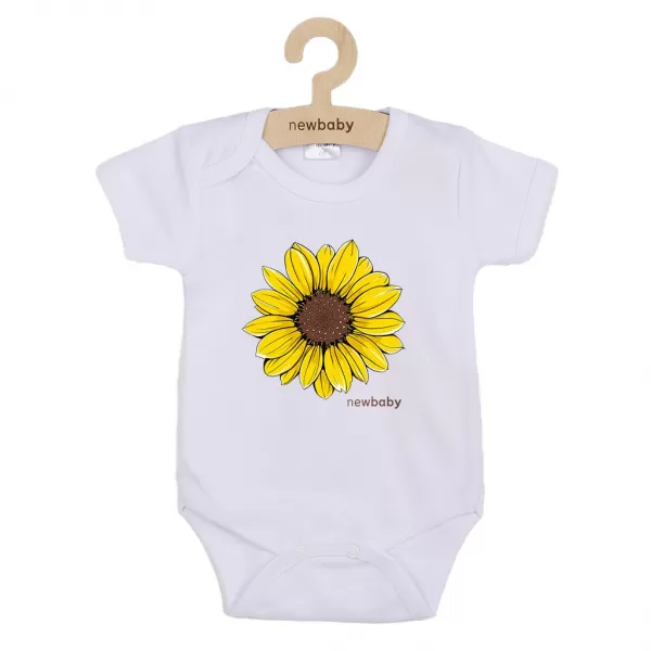 New Baby Dětské body s potiskem Slunečnice - krátký rukáv