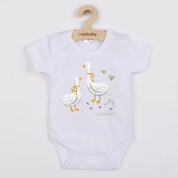New Baby Dětské body s potiskem Husičky - krátký rukáv
