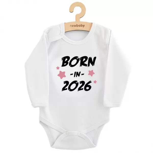 New Baby Dětské body s potiskem BORN IN 2026 pink
