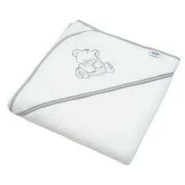 New Baby Dětská froté osuška s výšivkou a kapucí 80x80 bílá medvěd