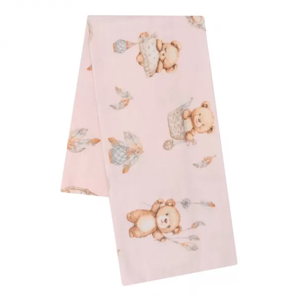 New Baby Flanelová plena s potiskem teddy bear pink