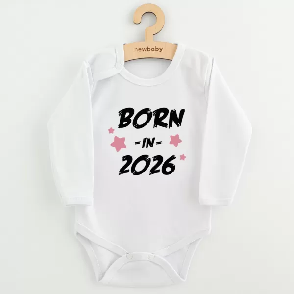 New Baby Dětské body s potiskem BORN IN 2026 pink
