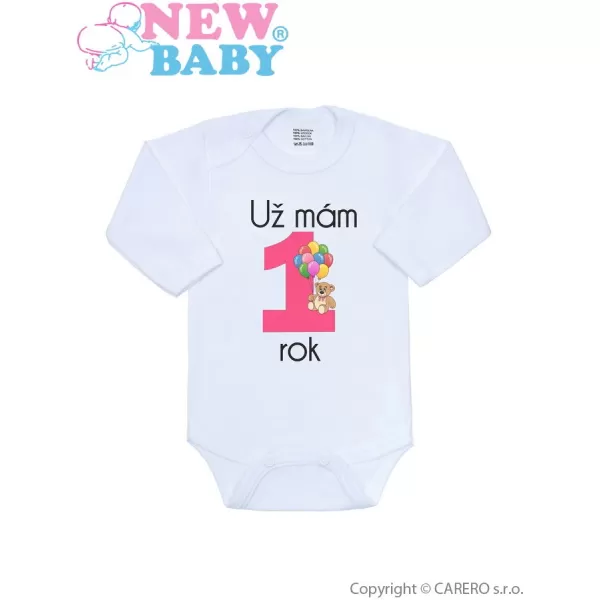 New Baby Body s potiskem Už mám 1 rok růžové