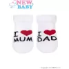 New Baby Kojenecké froté ponožky bílé I Love Mum and Dad