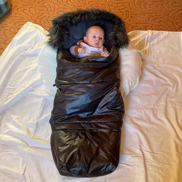 New Baby Dětský fusák 3v1 s kožíškem tmavě modrý