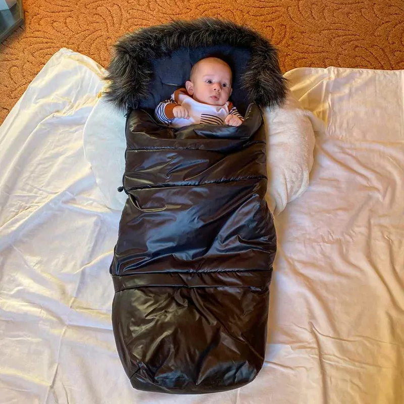 New Baby Dětský fusák 3v1 s kožíškem tmavě modrý