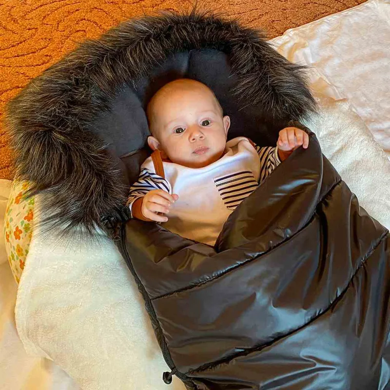 New Baby Dětský fusák 3v1 s kožíškem tmavě modrý