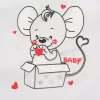 New Baby Kojenecké celorozepínací body Mouse bílé