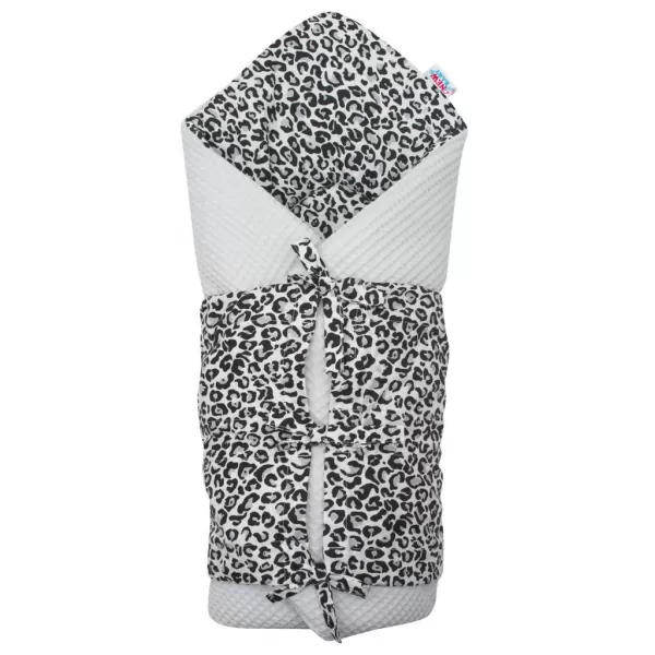 New Baby Klasická šněrovací zavinovačka Vafle šedá leopard