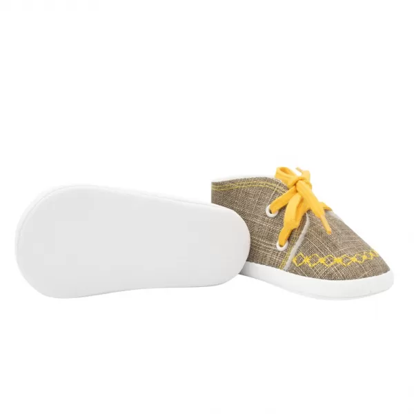 New Baby Kojenecké capáčky tenisky jeans mustard 0-3 m