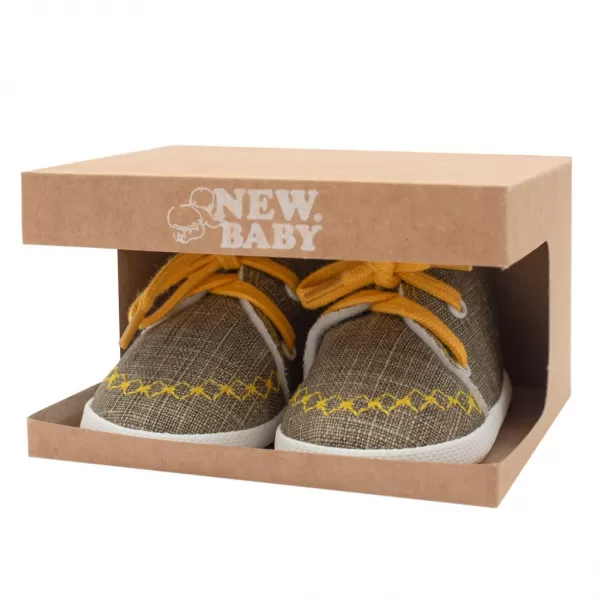 New Baby Kojenecké capáčky tenisky jeans mustard 0-3 m